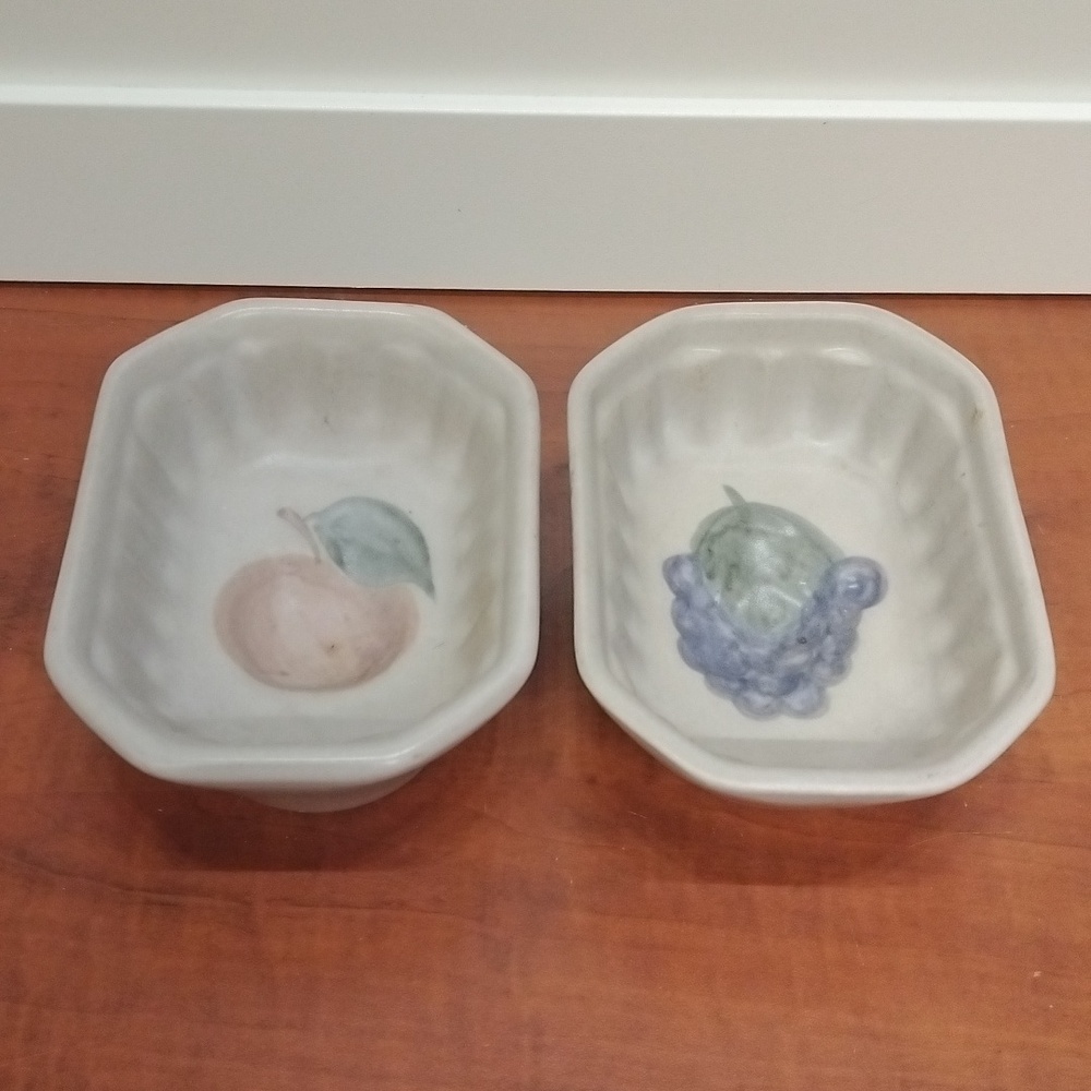 2 Vintage Chatham Pottery Country Harvest Stoneware Jello Molds, Jelly, Sauce